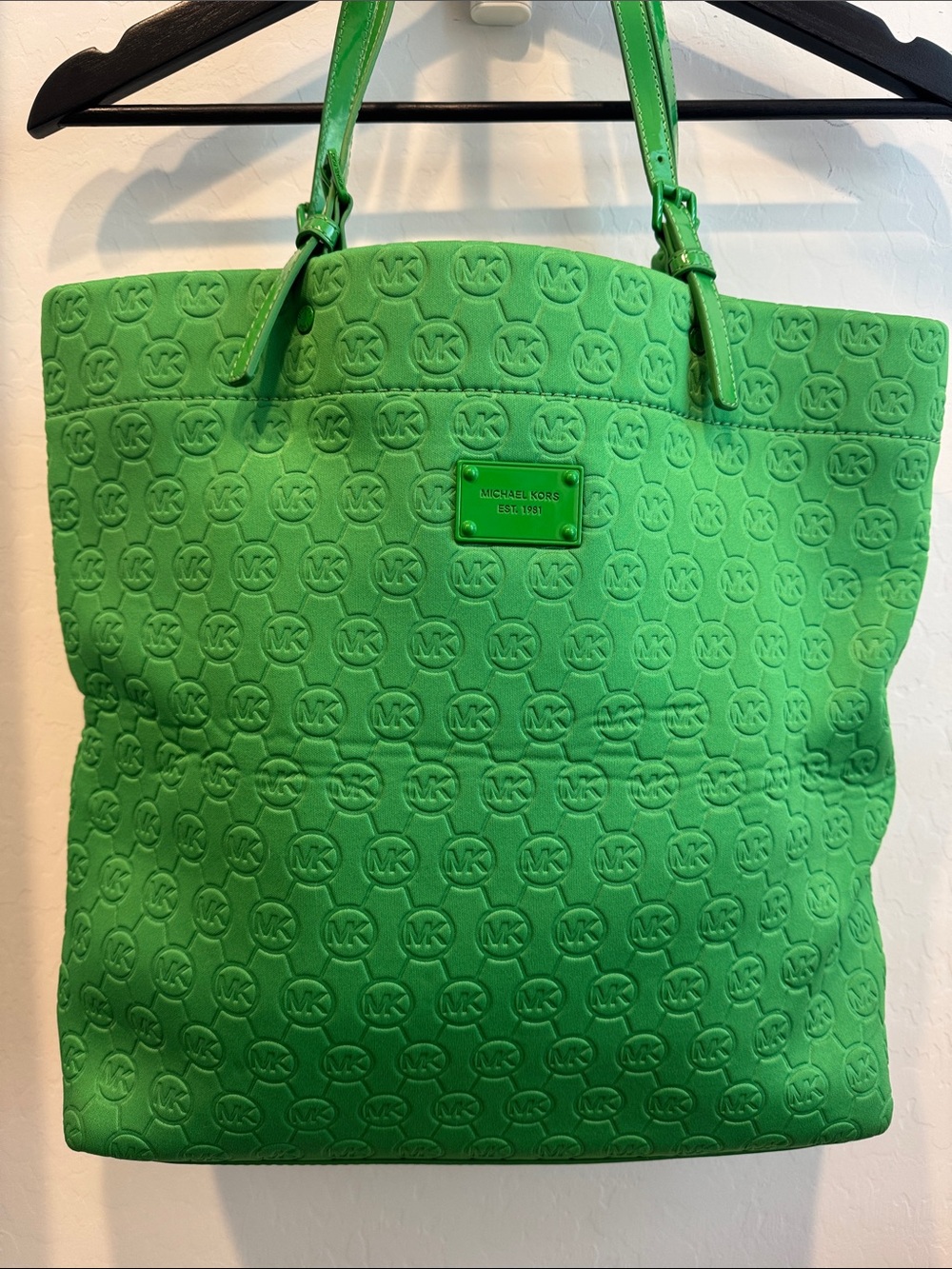 Michael Kors Bright Green Embossed MK Tote